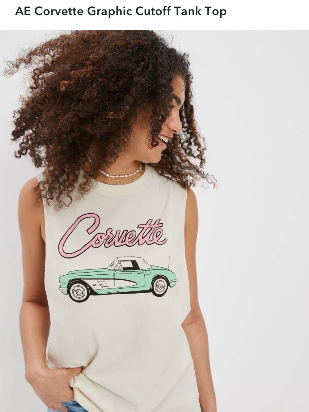 AE Corvette Graphic Cutoff Tank Top XS